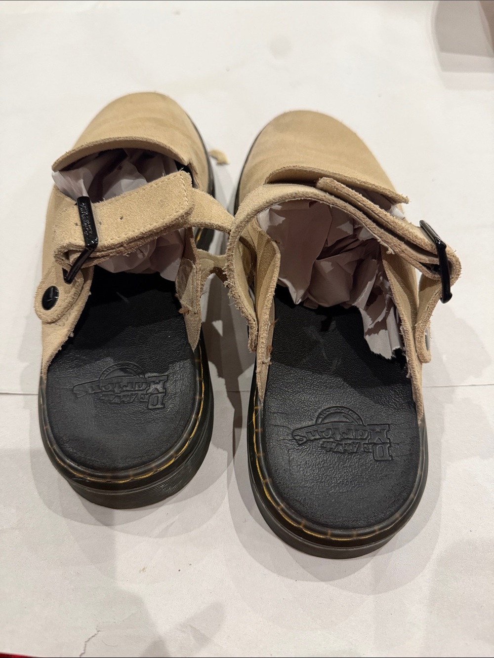 Dr. Martens Tan Suede Slip-On Clogs with Black Soles-SOLD - Picture 3 of 4